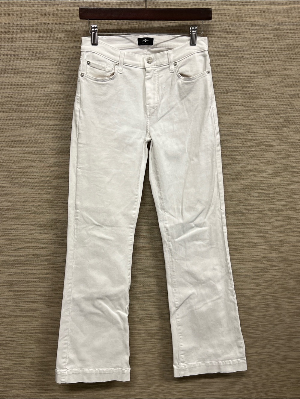 7 For All Mankind Slim Illusion Tailorless Dojo Boot Cut Jean White Women’s 28 - Picture 3 of 8